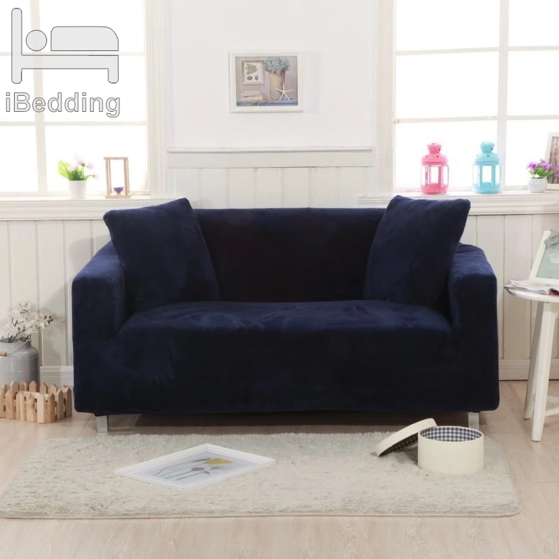 

Navy Blue Elastic Stretch Sofa Protector Cover for Living Room Sofa Slipcovers Sectional L Shape Sofacover 1/2/3/4 Seater