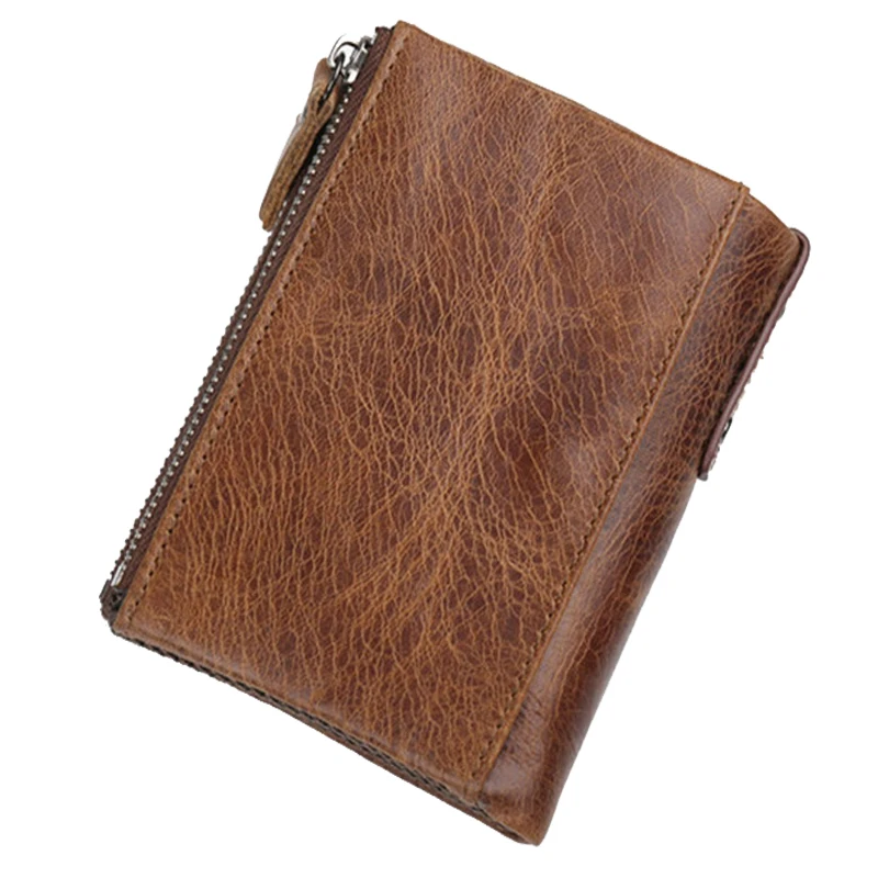 Роскошный дизайнерский мужской кошелек из натуральной кожи тонкий двойной короткий кошелек на молнии мужской держатель для карт портмоне