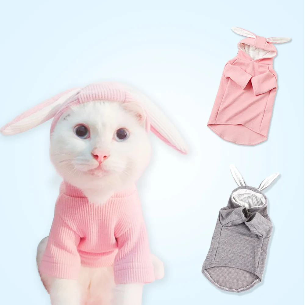

Rabbit Ear Pet Hoodies Spring Summer Funny Dog Cat Clothes Lovely Knitted Sweater For Small Dogs Cats Puppy Chihuahua Kitten