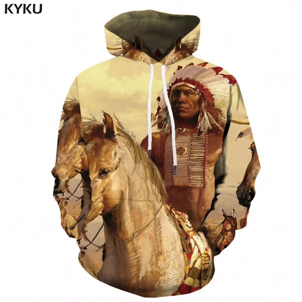 KYKU толстовка с рисунком лошади, мужские худи с животными, индийские 3d толстовки, аниме, человек, персонаж, принт, толстовка, длинная Мужская одежда, пуловер с капюшоном, новинка