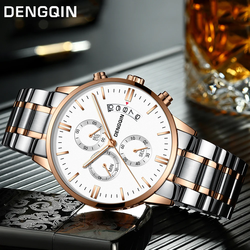 DENGQIN Relogio Masculino мужские часы Роскошные Известный Топ бренд модные повседневные