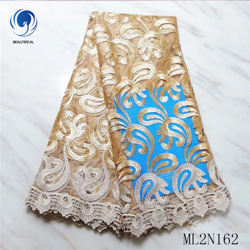 

BEAUTIFICAL Nigerian French Lace Fabrics Tulle Lace Embroidery 2019 African Net Lace ML2N162
