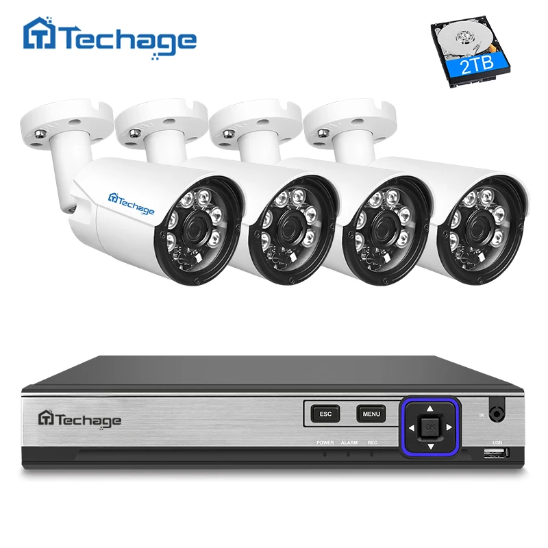 

Techage H.265 4CH NVR 4MP POE CCTV System 4PCS Outdoor Waterproof 6 Array IR Leds IP Camera P2P Onvif Video Surveillance System