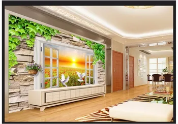 

Custom photo wallpaper 3d wall murals wallpaper outdoors window sunrise landscape mural art TV backdrop wall paper home decor