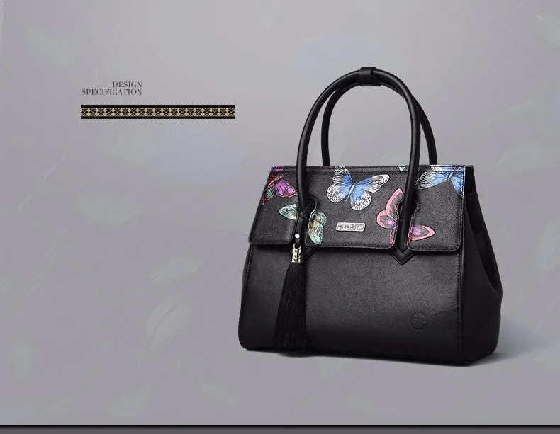 Женская сумка из натуральной кожи Pmsix Новая модная сумка через плечо элегантная сумка с принтом бабочки