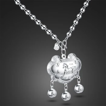 

National Style 925 Sterling Silver Necklace Women's China Pendant Solid Silver Necklace 46-71cm Size Retro Silver Jewelry