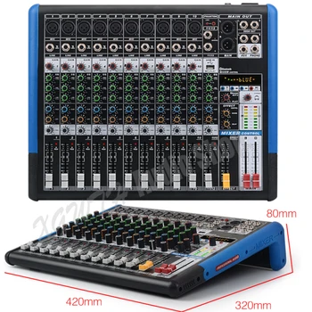 

Sound Mixing Console with Record +48V Phantom Power Monitor Digital Effects 12 Channel Audio Bluetooth DJ Mixer with USB