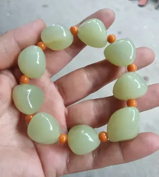 

Nature Afghan Green jade Amulet Hand Carved Bracelet Afghanistan Beads Bangle