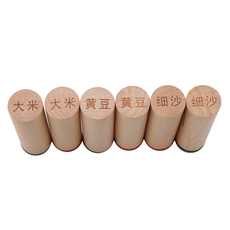 6pcs Sound Cylinders Wooden Montessori Sensorial Material Kids Learning Toy