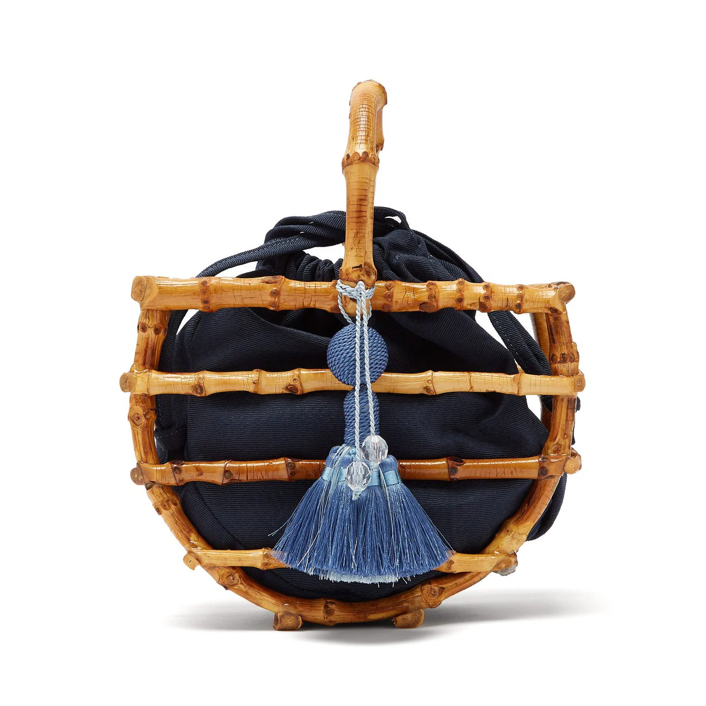 

New Handmade Tassel Bamboo Bucket Bag Holiday Semi-circle Basket Handbag Women Beach Handbag Famous Brand Designer Lady Tote Bag