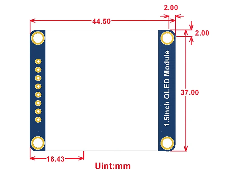 Waveshare 1,5 дюйма OLED Дисплей модуль SSD1327 128x128 16 бит серый уровень SPI/I2C интерфейс, с образцами(Raspberry Pi/АРР/STM32