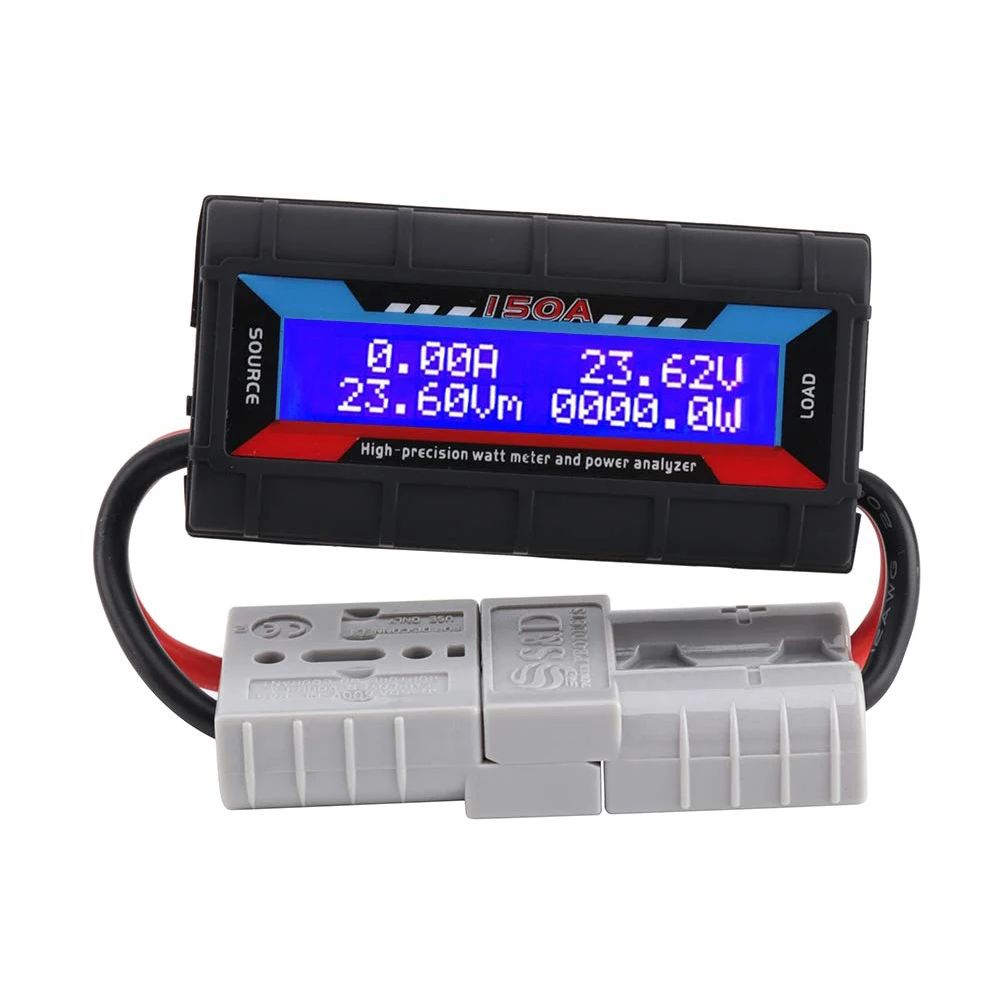 

150A RC Power Meter Digital LCD Screen High Precision Watt Meter Plug Analyzer Voltage Amp Meter Power Analyzer Checker Black