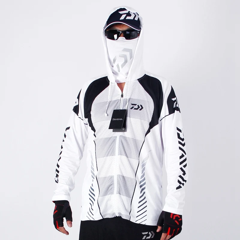 Новая уличная одежда для рыбалки одежда для защиты от УФ быстро сохнет куртка мужская Спортивная дышащая куртка с капюшоном Рыболовный Жилет - Цвет: Белый