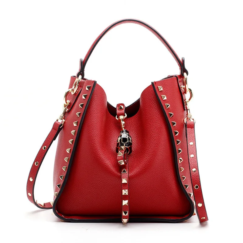  Genuine Leather Famous Brand Rivet Crossbody Bags For Women Messenger Shoulder Bag Luxury Handbags  - 32844328456