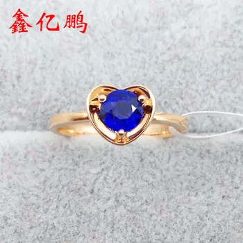

18 k gold inlaid natural Sri Lanka sapphire ring female 0.59 carats royal blue