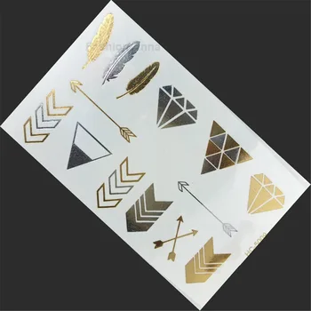 

1Pcs Random Metallic Temporary Flash Tattoo Body Makeup Sticker Gold Silver DIY Painting Art easy clean Simulation Tattoos