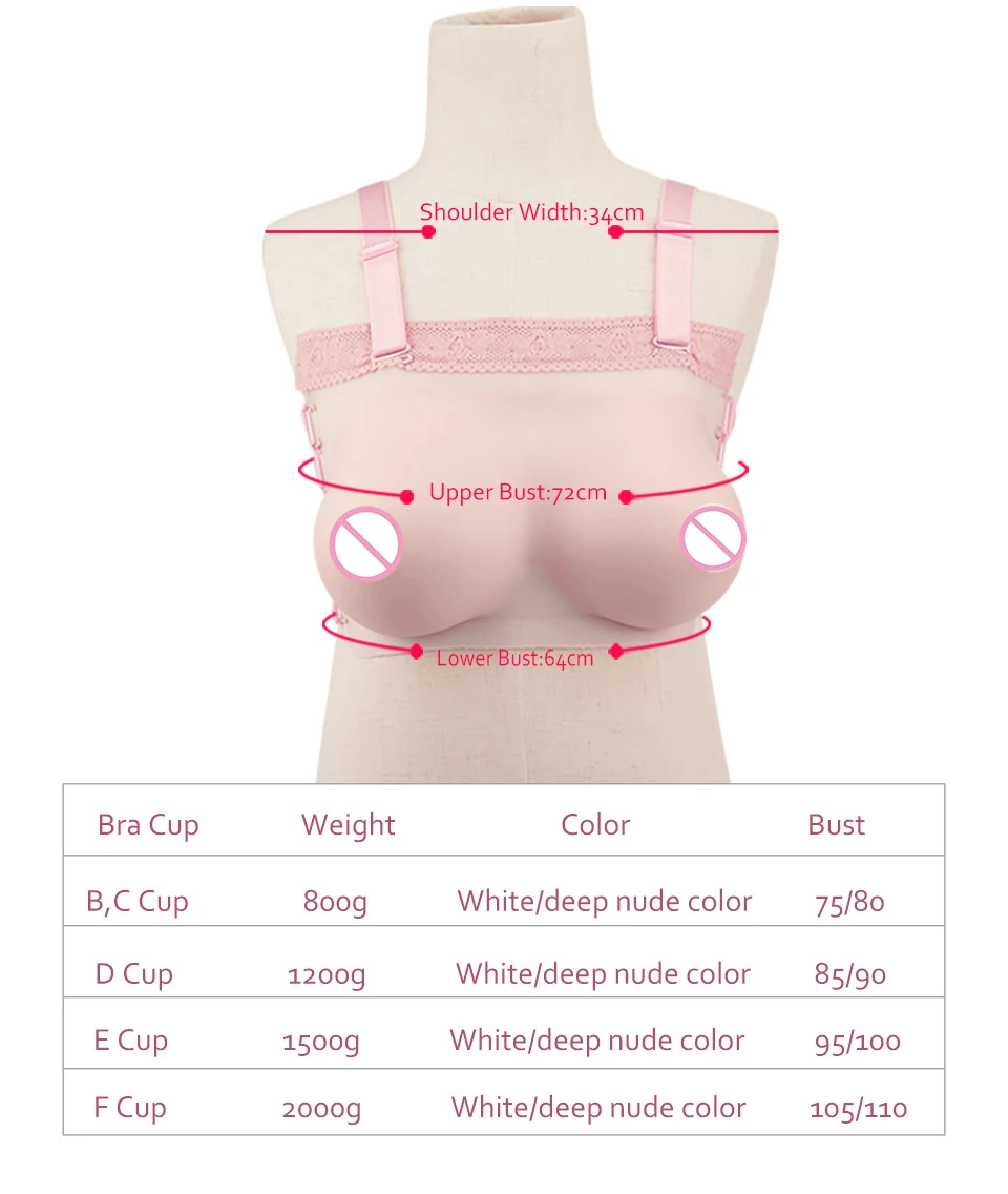 Komaynaly False Boobs Enhancer Silicone Cross Dresser Bra Breast Forms Fake Breast Costume (7)