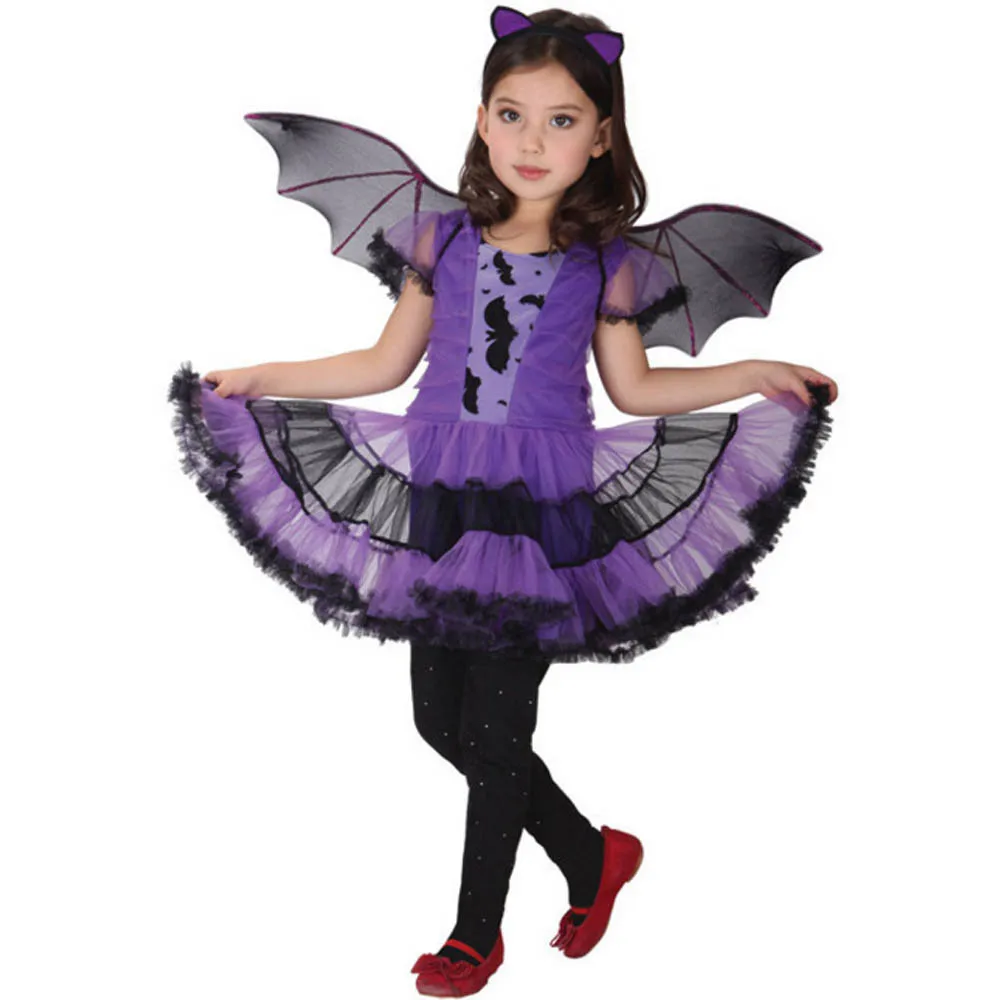 ARLONEET изысканные наряды для маленьких девочек костюм на Хэллоуин костюм для маленьких девочек платье+ обруч для волос+ крылья летучей мыши