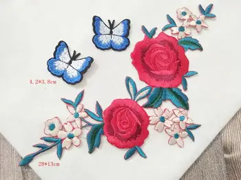 

MIX3 large flower butterfly Embroidery Iron On Patches for Clothing Appliques Sewing On patch Badge Fabric Sticker DIY Clothes