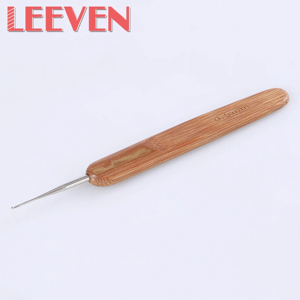 Leeven 3 шт. крючком 0 5 мм иглы для вязания металлическая деревянная ручка шитья
