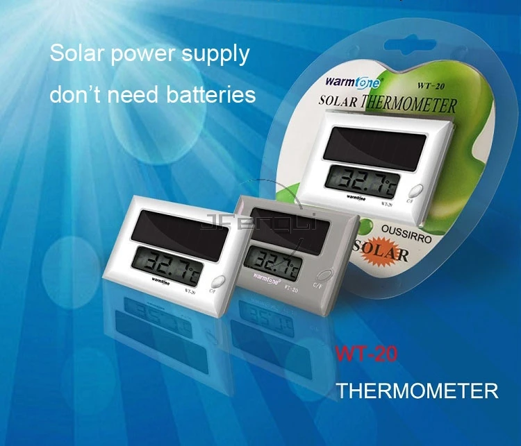 

JFENGLI YinSheng solar power supply aquarium thermometer LCD display electronic temperature measure outside cylinder Fish tank