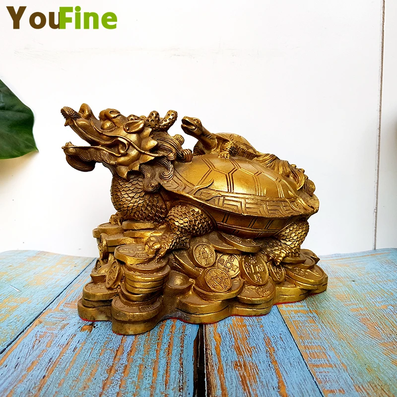 

Bronze Dragon Turtle Antique Bronze Handmade Pure Copper Gift Office Feng Shui Decoration