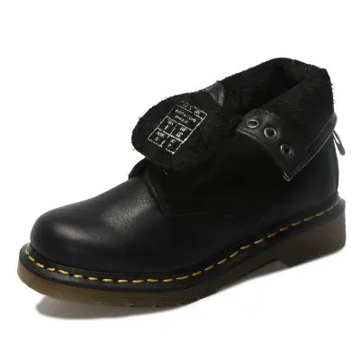 

New spring top layer leather 8-hole leather boots black lychee pattern men's boots women's boots