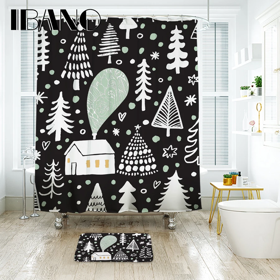 IBANO Merry Christmas занавеска для душа Водонепроницаемый полиэстер ткань занавеска для ванной комнаты с 12 шт. Пластиковые Крючки коврик