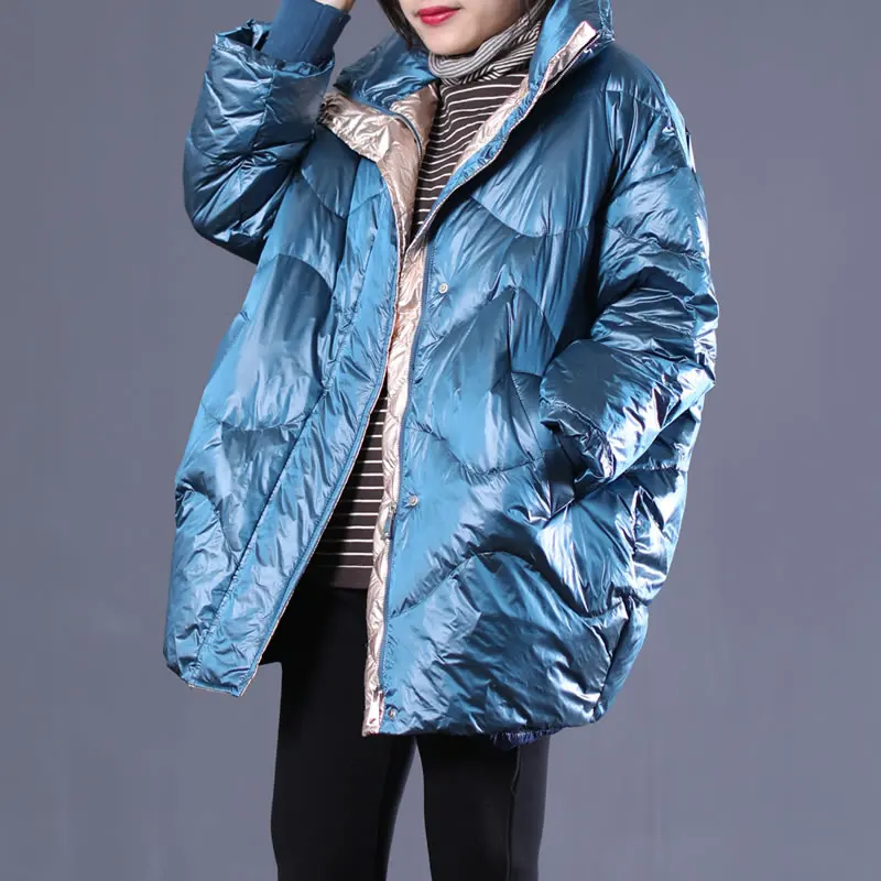 Le Manteau Lâche Lyh2410 Plein Corée Vers Duvet De hg blue Femelle Nouveau Paquet Solide Lyh2410 Canard Bas Manches 2018 Black Couleur Hiver Blanc Femmes Mode wg7xFvqOHx
