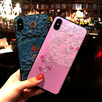 

for iPhone 6 plus 6s plus X 7 plus 8 plus XR XS Max 11 pro Max SE 2020 silicone frosted 3D Embossed carvings Painted phone case