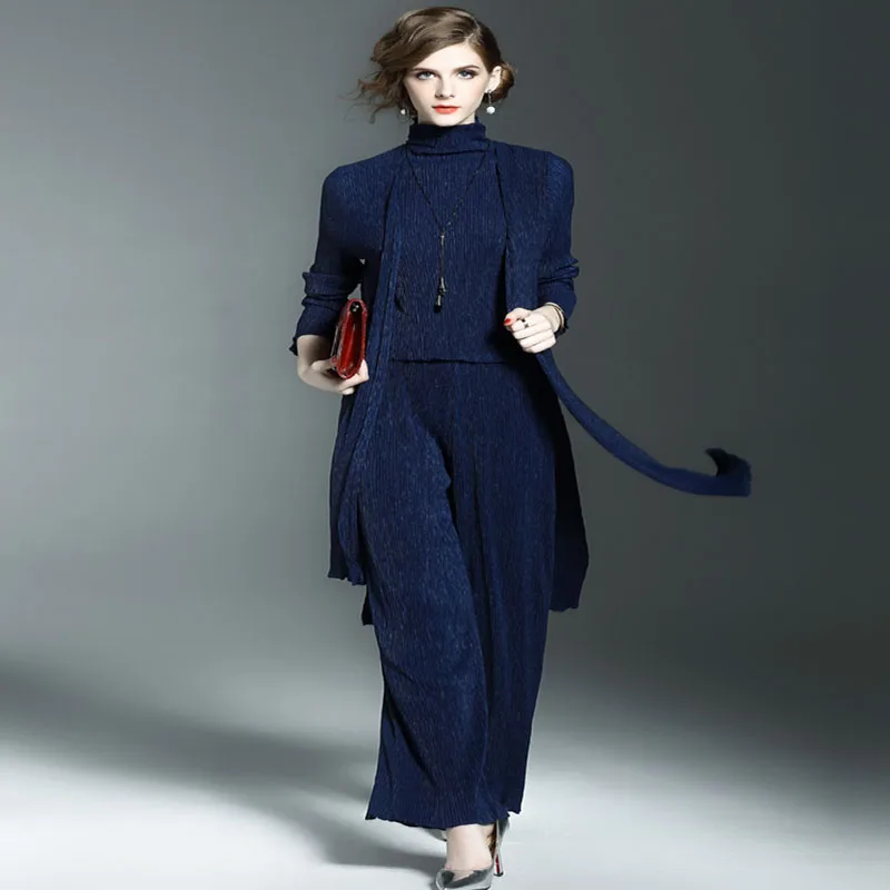 Women 's Fashion Pure Color Suits Sets 2017 Autumn Female Elegant