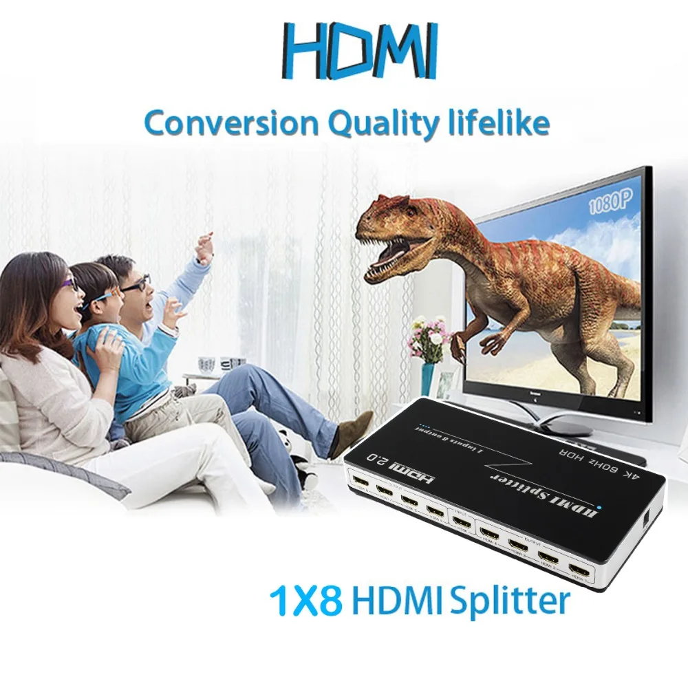 HDMI Splitter 1X8 HDMI 2.0 HDCP 2.2 4K@60Hz 1 in 8 out Port Video Audio HDMI Amplifier Switch Box Hub 1080P For HDTV PS3 DVD STB HDMI Splitter 1X8 HDMI 2.0 HDCP 2.2 4K@60Hz 1 in 8 out Port Video Audio HDMI Amplifier Switch Box Hub 1080P For HDTV PS3 DVD STB