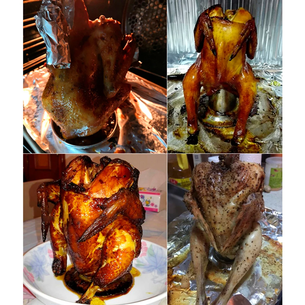 

Camping BBQ Grill Chicken Roaster Stainless Steel Barbecue Stand Vertical Rack Beer Can Baking Turkey Cooking Tools Outdoor