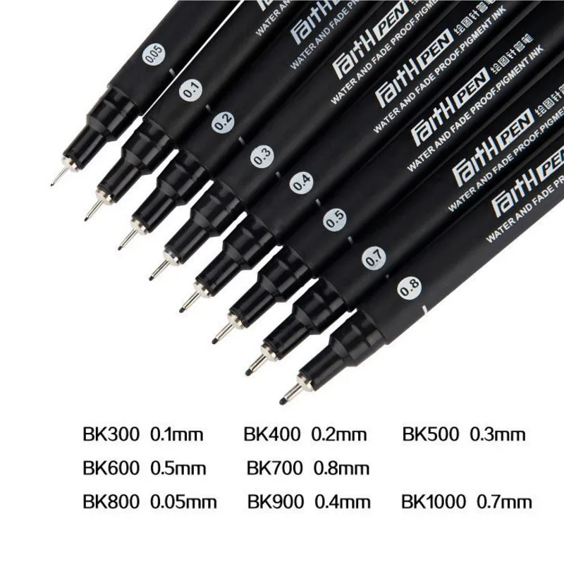 

BAOKE 1 Pcs micron Based Brush Markers Different Size Pigment Liner Triangular Fineliner Pens for Art Supplies Stationery