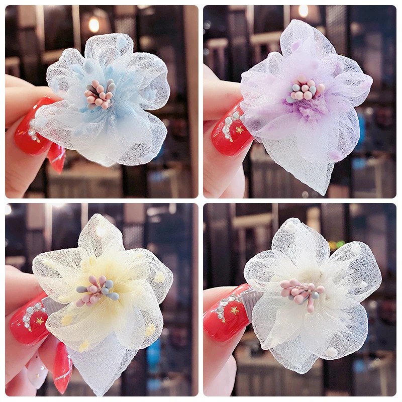 

2019 Korean Five-petal Solid Floral Hair Clips for Girls Hairpin barrette Sweet Princess Baby Children Kids Hair Accessories