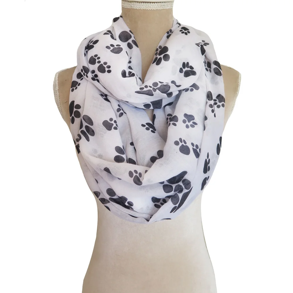 

10pcs/lot Cute Cat Dog Animal Paw Footprint Printed Tube Snood Infinity Scarf Soft Lightweight