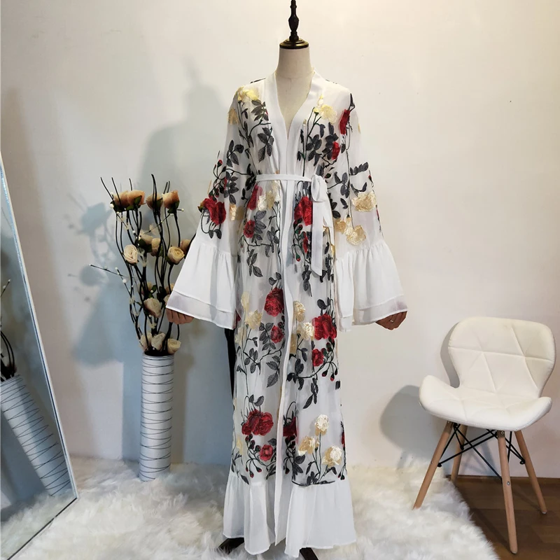 Ramadan Kimono Abaya Robe Femme Dubai Cardigan Muslim Dress Women Kaftans Caftan Marocain Qatar Elbise Turkish Islamic Clothing