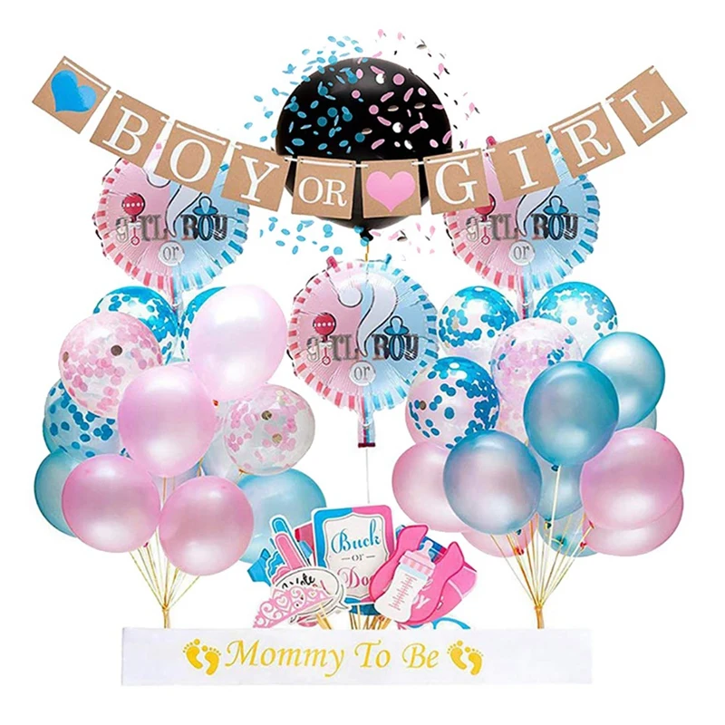 

Gender Reveal Party Supplies -With The Original Gender Reveal Balloon, Boy Or Girl Banner Decorations, Foil And Confetti Bal
