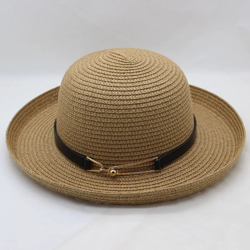 BINGYUANHAOXUAN Панама шляпа мужская соломенная Федора Мужская Женская Солнцезащитная шляпа летняя пляжная шляпа козырек джазовая шляпа Sombrero - Цвет: brown