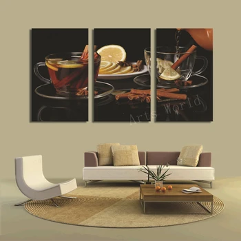

3 Piece canvas art hd new Tea Restaurant Adornment Hd Wall Decorartions for home Print Painting On Canvas For Living Room\J0879