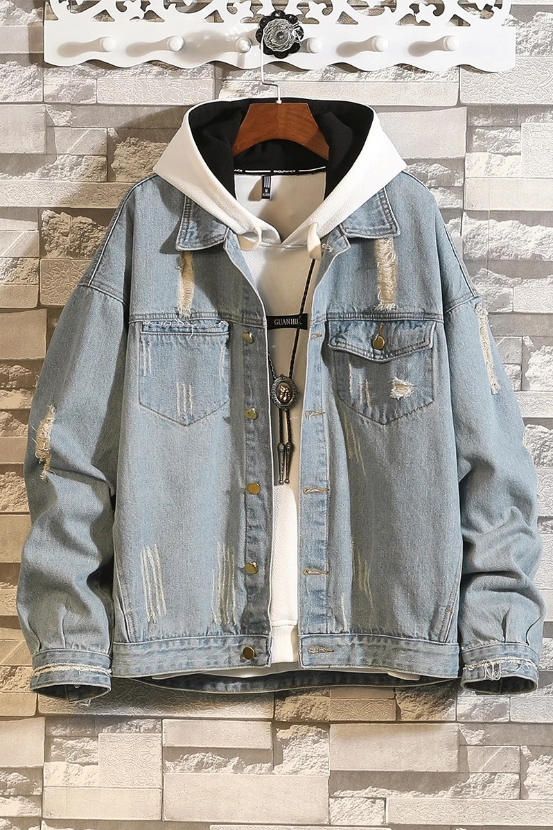 2019 Denim Jacket Men Hole Retro Motorcyle Basic Coat Fashion Streetwear Hip Hop Jacket Cowboy Men's Jean Jacket Chaqueta Hombre 2019 Denim Jacket Men Hole Retro Motorcyle Basic Coat Fashion Streetwear Hip Hop Jacket Cowboy Men's Jean Jacket Chaqueta Hombre