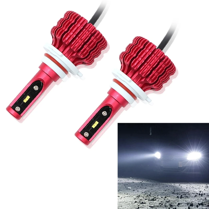 

2 PCS X9 H1 H3 H4 H7 H11 H16 9006 9005 18W 1800LM 6000K White Light 6 JES2016 LED Car Headlight Lamps, Red Shell, DC 10-30V
