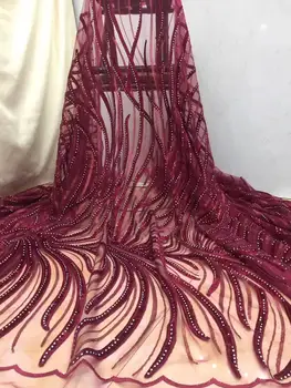 

Hot Sale Velvet Lace Fabrics Nigerian Lace Fabric with stones African Tulle Mesh Lace