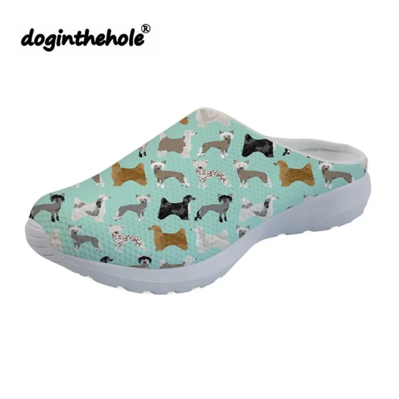 

doginthehole Summer Sandals Women Chinese Crested Printing Beach Shoes for Girls Flat Sport Slippers Outdoor Flip Flops Ladies