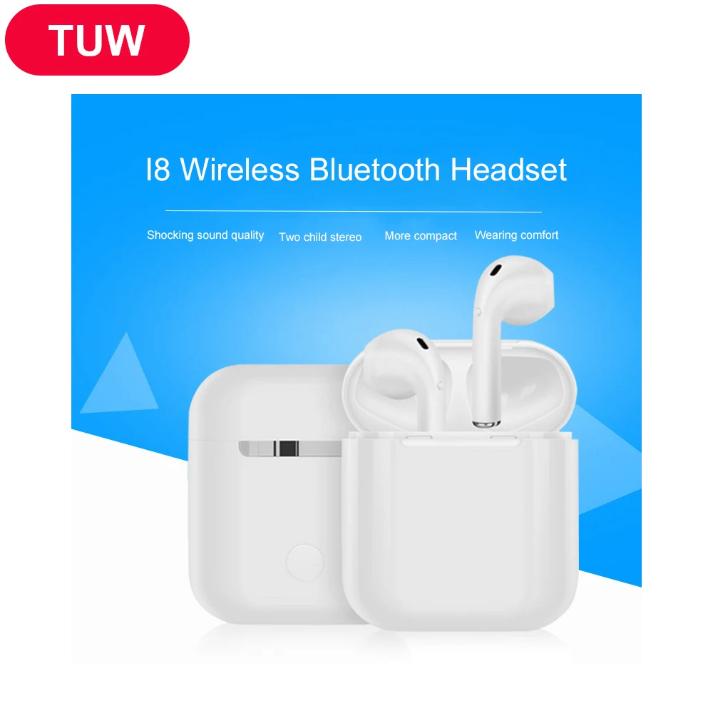 

I8 tws mini Bluetooth Earphone Dual-ear wireless stereo With Charging Bin TWS Ear Bluetooth Earphone Sports for iphone android