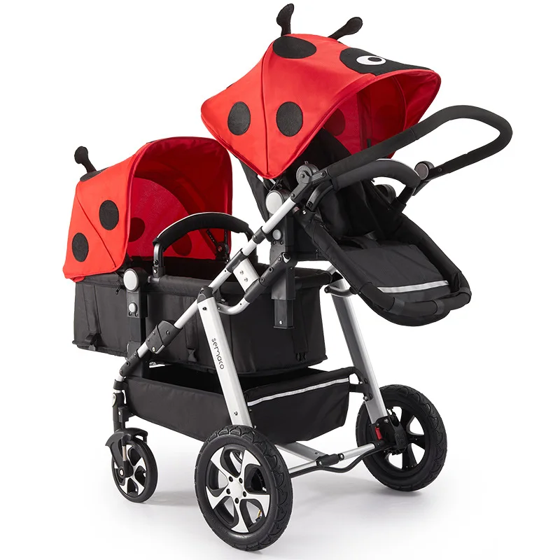 Double stroller portable twins strollers can sit can be folded baby stroller for newborns