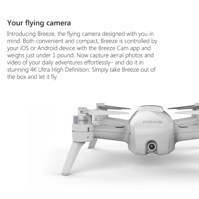 YUNEEC Breeze 4K селфи Дрон WIFI FPV с 13MP HD камерой приложение управление RC Квадрокоптер
