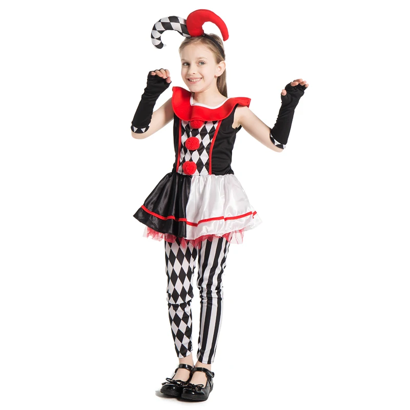 Snailify злой Шут костюмы ребенок страшный клоун убийца косплей для девочек Харли Квинн костюм Honey Хэллоуин костюм для детей - Цвет: Черный
