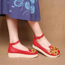 Женские балетки из натуральной кожи; сезон весна-лето; женские туфли на плоской подошве; гибкий круглый носок; модные повседневные Босоножки на платформе