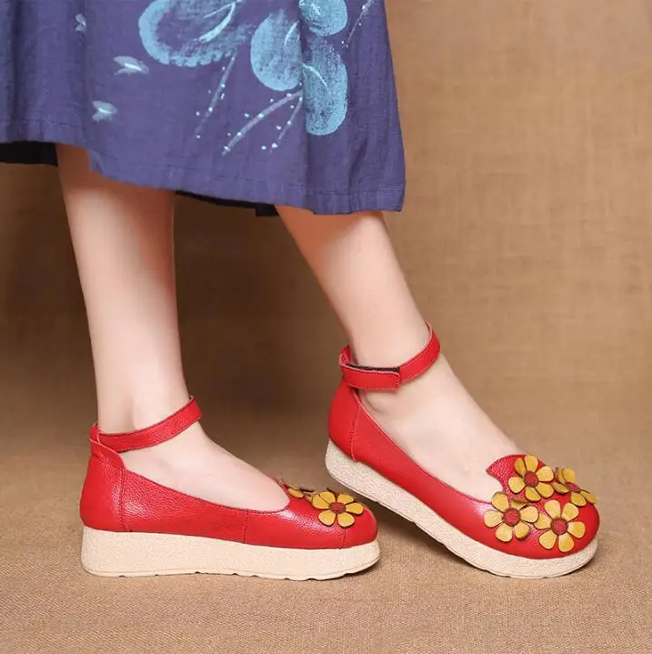 

2018 Ballet Spring Summer Women Genuine Leather Shoes Woman Flat Flexible Round Toe Mom Casual Fashion Flat Platform Loafer